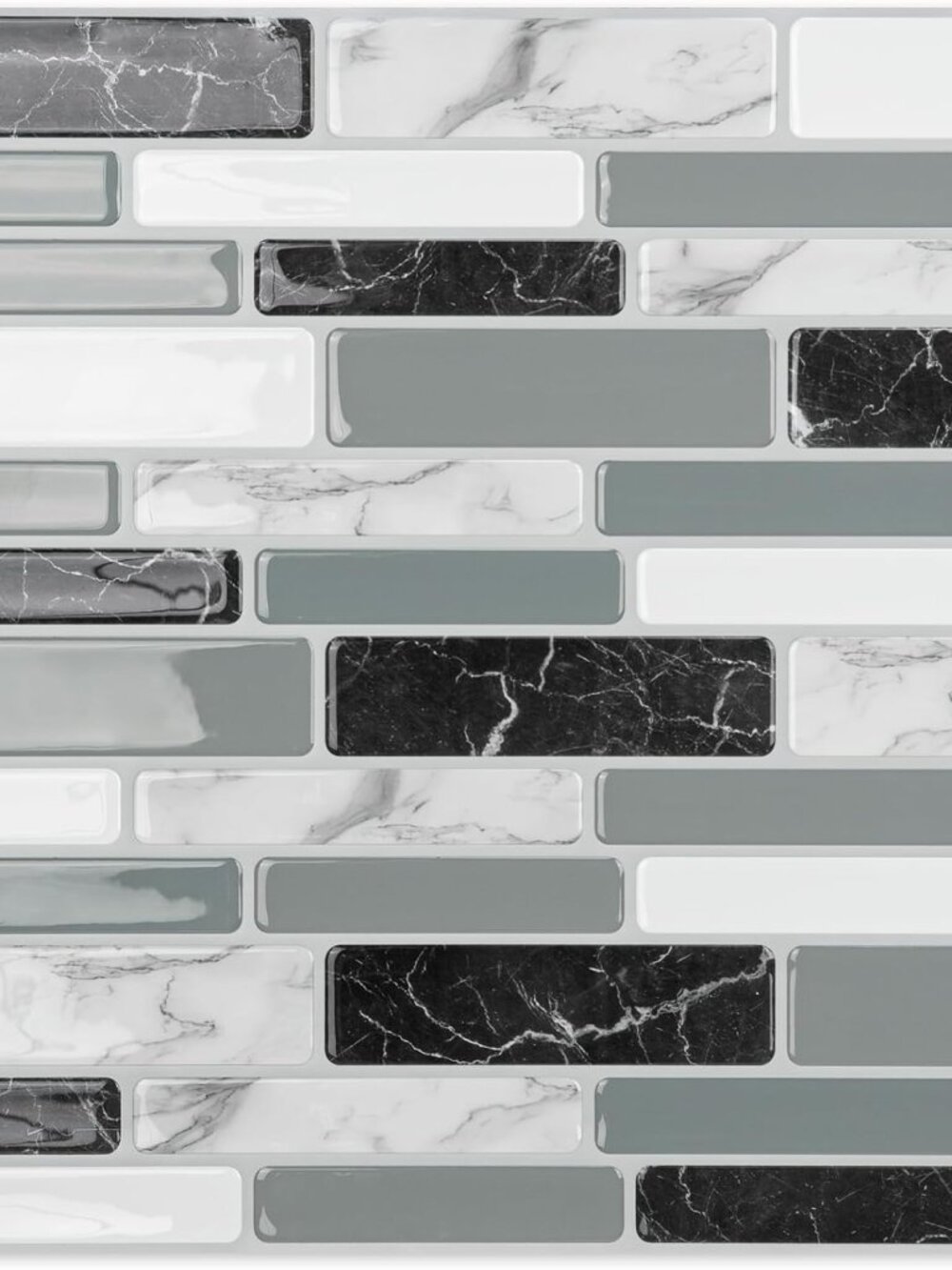 12 x 12 Inch Vinyl Peel and Stick Backsplash, 10-Pack, Marble Grey